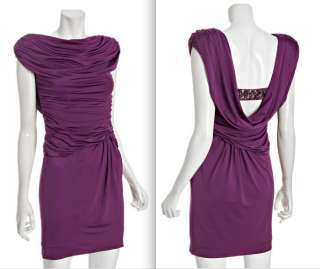   Laundry By Shelli Segal Purpleberry Jersey Draped Jeweled Back Dress 4