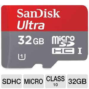 Click to view: SanDisk Ultra SDSDQUA 032G A11A microSDHC Flash Memory 