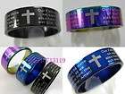 18 Lords Prayer English Bible Cross Stainless Steel Rings wholesale 