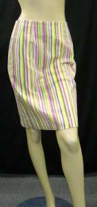 NWOT Steven Stolman Striped Cotton Pencil Skirt sz 10  