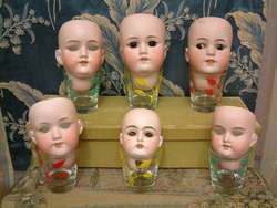   Lot 6 Antique German Bisque Doll Heads Simon Halbig Kestner AM  