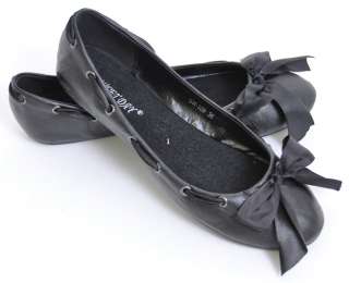 Black SATIN BOW Schleifen BALLERINAS Rockabilly Schuhe  