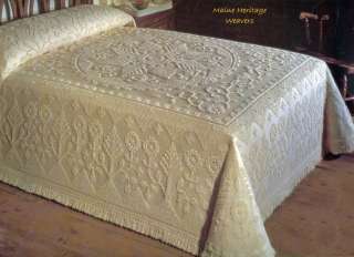 NEW ENGLAND TRADITION Queen IVORY woven bedspread by BATES  