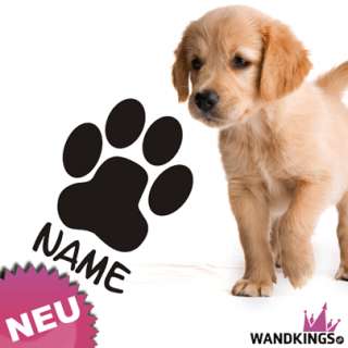 Pfote mit Wunschname Hund Dog Aufkleber Wandtattoo w10  