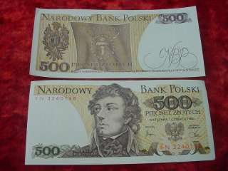 500 Zlotych 1982 UNC Zloty Banknoten Bankfrisch Polnisch Polen Polska 