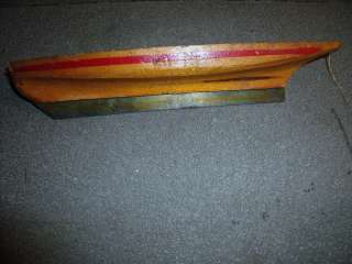   HAND CARVED WOOD SAIL BOAT MODEL STEEL RUDDER, NO MAST VERY NEAT ITEM