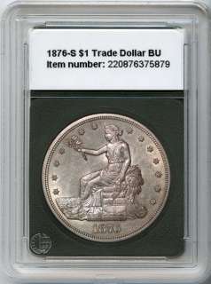 1876 S Silver $1 Trade Dollar BU Original Tone Better Example  