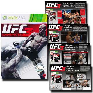 UFC Undisputed 3 2012 Xbox 360 Game + 4 Exclusive Bonus DLC  