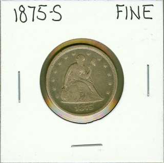1875 S 20C FINE Twenty Cent Piece  