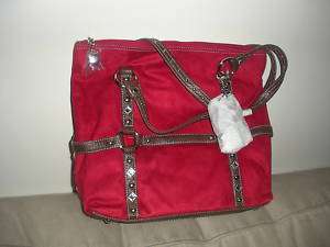 Womens New Kathy Van Zeeland Handbag Red Soft sel  