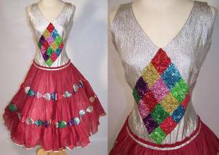  Metallic Sequin Tulle Net Circle Skirt Dance Costume Dress  