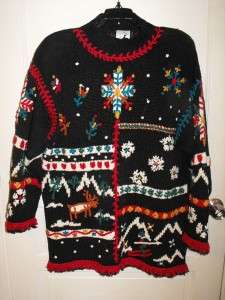 UGLY TACKY CHRISTMAS JK America Mock Turtleneck Sweater Womens Size 