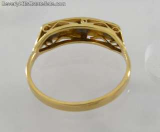Antique Art Deco 18k Gold Diamonds Sapphires Ring  