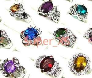   jewelry lots 50pcs crystal Zircon silver plated ring new free shipping