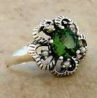 ANTIQUE VICTORIAN DESIGN PERIDOT SEED PEARL .925 STERLING SILVER RING 