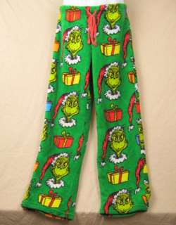 Dr. Seuss Grinch Christmas Presents Polar Fleece Pajama Pants Small 