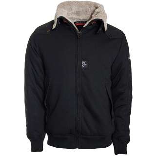 Duck & Cover Preston Fur Collar Sweat Jacket Black Mens Size  