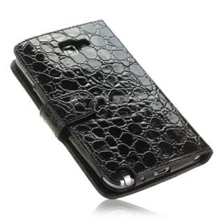 BLACK STONE LEATHER FOLIO CASE COVER FOR SAMSUNG GALAXY NOTE N7000 