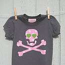 Girls Skull and Cross Bones T shirt   childrens tops