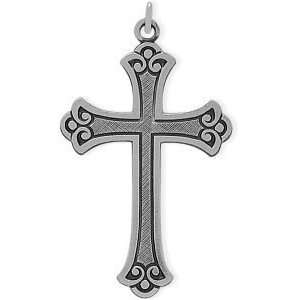  Sterling Silver Religious Detailed Cross with chain   16 Jewelry