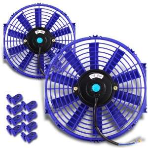   Universal 10 12V blue Slim Push/Pull Radiator Fan Automotive
