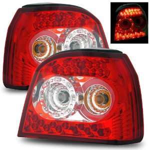  92 98 Volkswagen Golf Red/Clear LED Tail Lights 