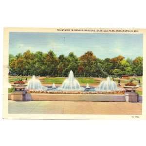 1940s Vintage Postcard   Fountains in Sunken Gardens   Garfield Park 