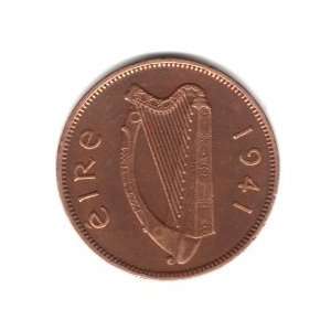  1941 Ireland Half Penny Coin KM#10   Sow with Piglets 