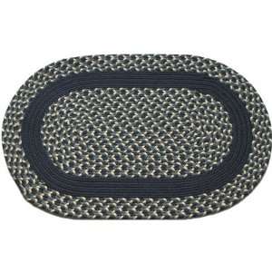   Blue & Cream   Navy Band   Oval Braided Rug (2 x 3): Home & Kitchen