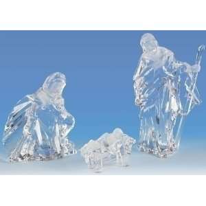 Set of 3 Icy Crystal Religious Holy Family Christmas Nativity Figures 