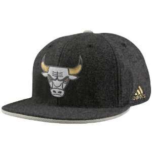  adidas Chicago Bulls Charcoal Fashion Flat Bill Fitted Hat 