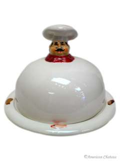 NEW FAT FRENCH CHEF KITCHEN ROUND BUTTER CHEESE DISH  