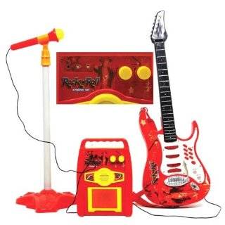   and Roll Guitar/Microphone/Amplifier/speaker Kids toy Karaoke  RED