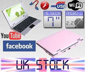 Cheap 7 PINK Laptops Android 2.2 Computers Netbooks Notebooks WiFi 