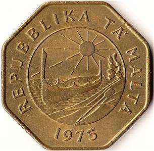 1975 Malta 25 Cents Coin Anniversary of Republic KM#29  