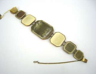 Victorian Multi Color Lava Stone Cameo Gold Bracelet  