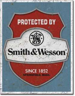 Protected by Smith & and Wesson Retro Metal Tin Sign  
