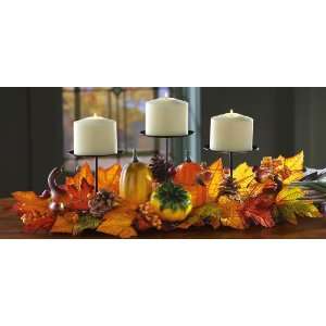 Harvest Floral Pillar Candle Holder Centerpiece By Collections Etc