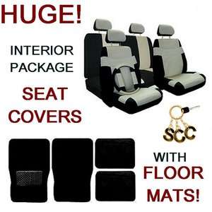 OFF WHITE BLK Car Truck Seat Cover Floor Mats 15 pieces  