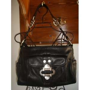  B Makowsky Nina Black Glove Leather Satchel Handbag Zip 