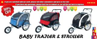 New 2IN1 Double Baby Bike Trailer And Stroller Black White Hand Lock 