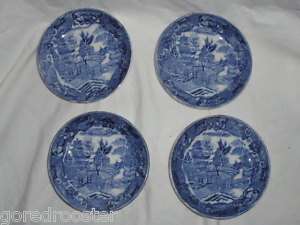 Aynsley Blue WIllow Dishes Set of Four 4.75  