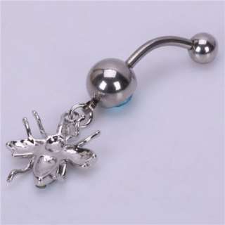   Rhinestone Spider Curved Barbells Navel Belly Button Ring Body Jewelry