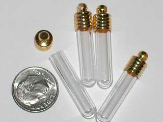 mini tubes Glass bottles vials gold plated cp pendant  