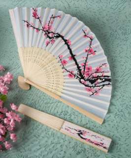 40   Cherry Blossom Design Silk Folding Fans   Wedding Favors  