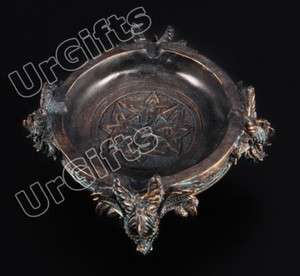 Dragon Theme Vintage Brass Color Trinket Tray Ashtray  