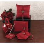 Elegant Red Foil Roses on White Wedding Invitations  