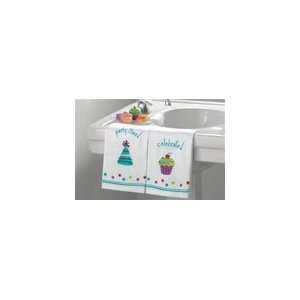   Hat & Cupcake Party Embroidered Guest Towels Set/2