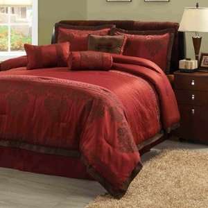  Fontaine Comforter Set Size King, Color Red / Brown 