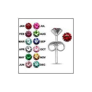 4MM Flower Set Birthstone Earring Body Piercing Jewelry 